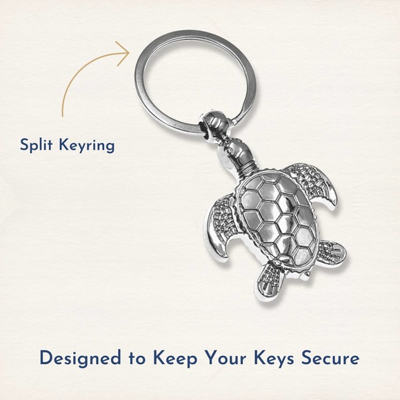 Evenchae Sea Turtle Pendant Keychain - 3”L, Silver - Arrives in Gift Bag - Picture 7 of 9